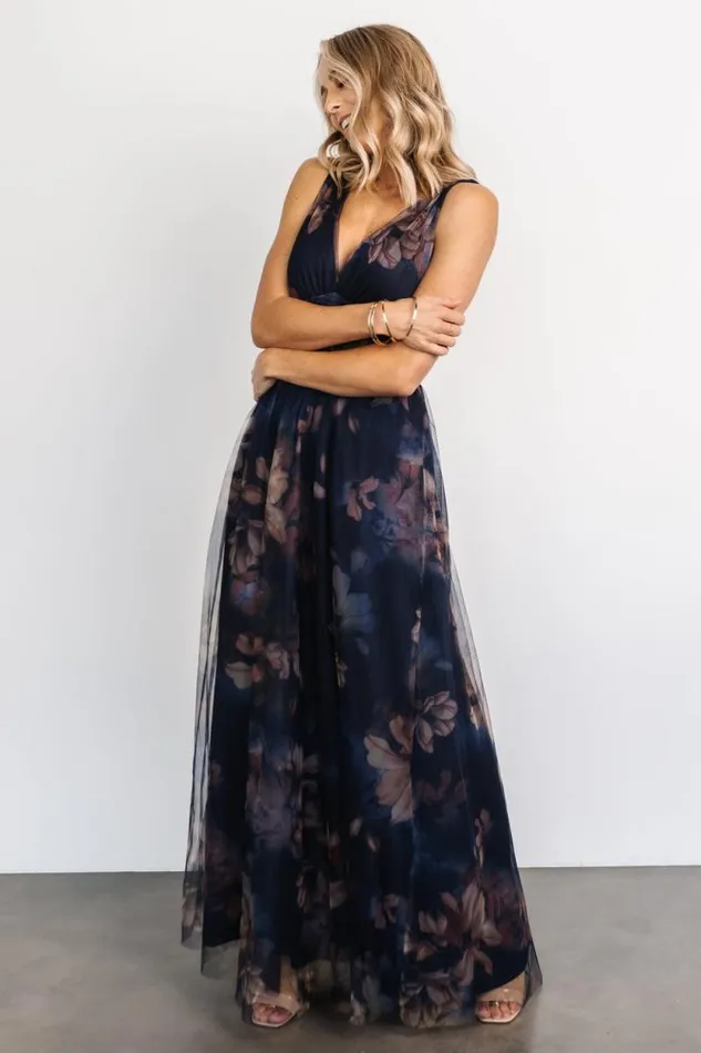 Women Kamila Tulle Maxi Dress Dark Blue Floral Baltic Born The Guest Edit Women Kamila Tulle Maxi Dress Dark Blue Floral Baltic Born The Guest Edit