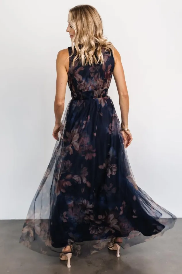Women Kamila Tulle Maxi Dress Dark Blue Floral Baltic Born The Guest Edit Women Kamila Tulle Maxi Dress Dark Blue Floral Baltic Born The Guest Edit
