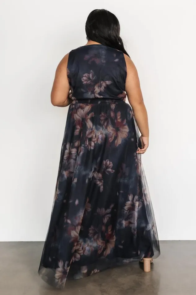 Women Kamila Tulle Maxi Dress Dark Blue Floral Baltic Born The Guest Edit Women Kamila Tulle Maxi Dress Dark Blue Floral Baltic Born The Guest Edit