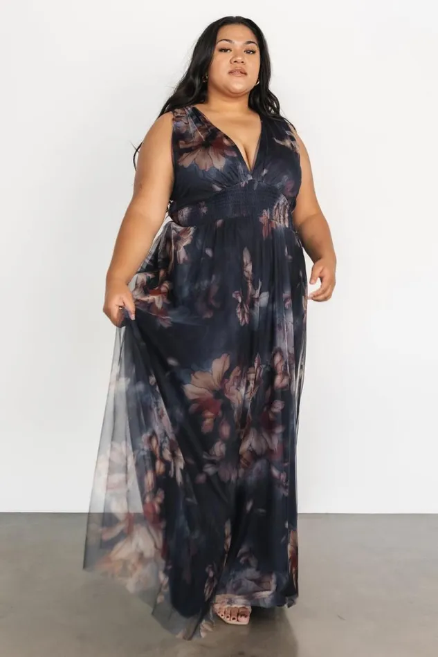 Women Kamila Tulle Maxi Dress Dark Blue Floral Baltic Born The Guest Edit Women Kamila Tulle Maxi Dress Dark Blue Floral Baltic Born The Guest Edit