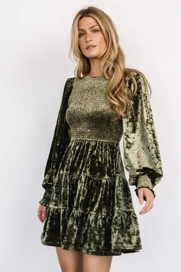 Women Kele Crushed Velvet Mini Dress Dark Olive Baltic Born The Guest Edit Women Kele Crushed Velvet Mini Dress Dark Olive Baltic Born The Guest Edit