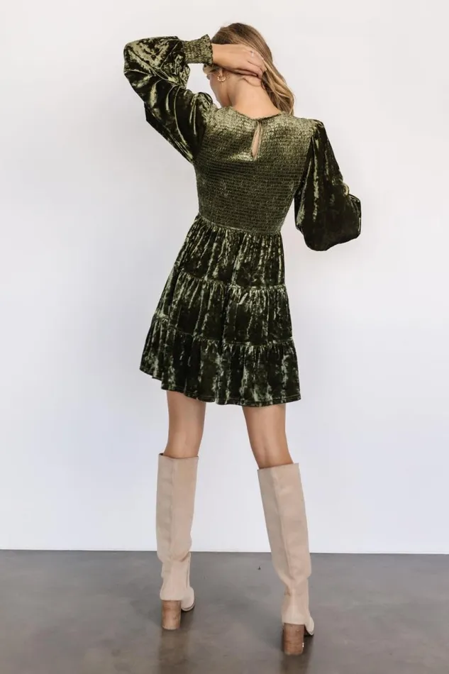 Women Kele Crushed Velvet Mini Dress Dark Olive Baltic Born The Guest Edit Women Kele Crushed Velvet Mini Dress Dark Olive Baltic Born The Guest Edit