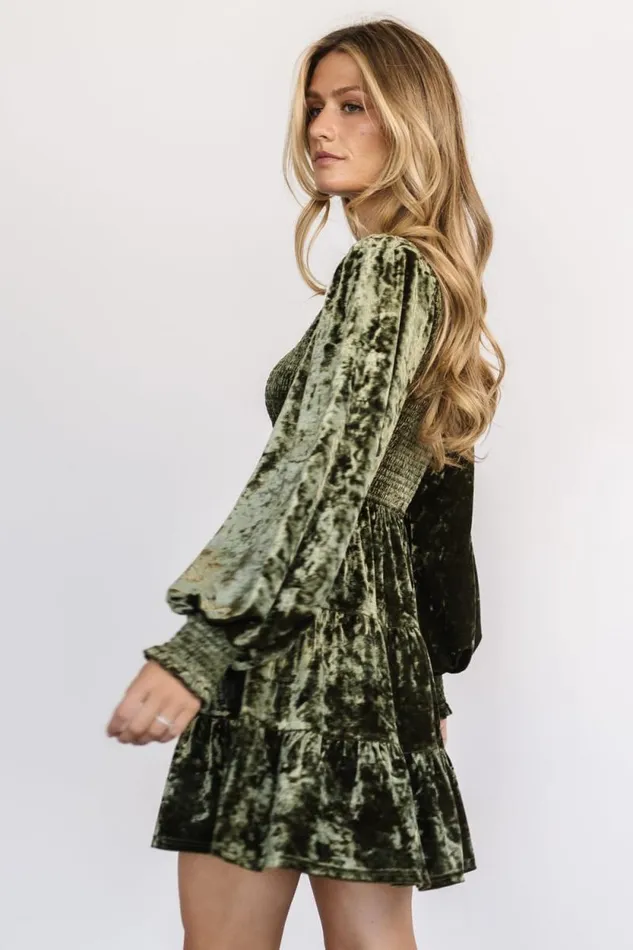 Women Kele Crushed Velvet Mini Dress Dark Olive Baltic Born The Guest Edit Women Kele Crushed Velvet Mini Dress Dark Olive Baltic Born The Guest Edit
