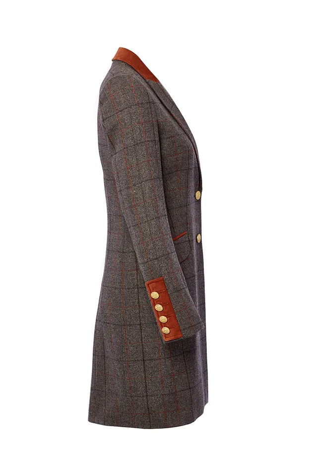 Women Kempton Coat Mid Blue Check Holland Cooper Tailoring