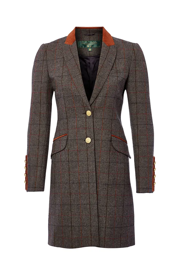 Women Kempton Coat Mid Blue Check Holland Cooper Tailoring
