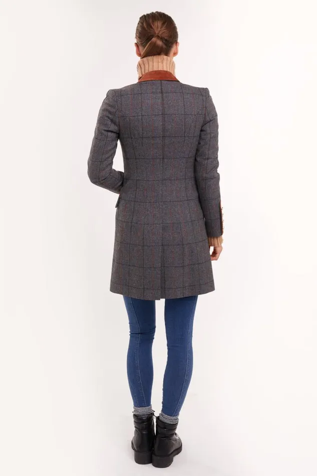 Women Kempton Coat Mid Blue Check Holland Cooper Tailoring