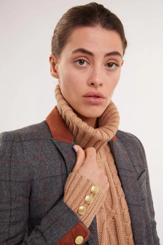 Women Kempton Coat Mid Blue Check Holland Cooper Tailoring