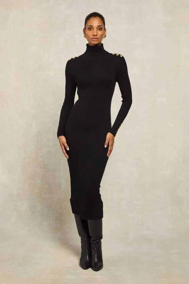 Women Kensington Midi Jumper Dress Black Holland Cooper Dresses