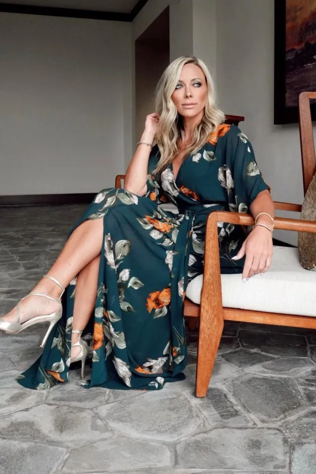 Women Kia Kimono Maxi Dress Deep Topaz Floral Baltic Born Maxi Dresses Women Kia Kimono Maxi Dress Deep Topaz Floral Baltic Born Maxi Dresses