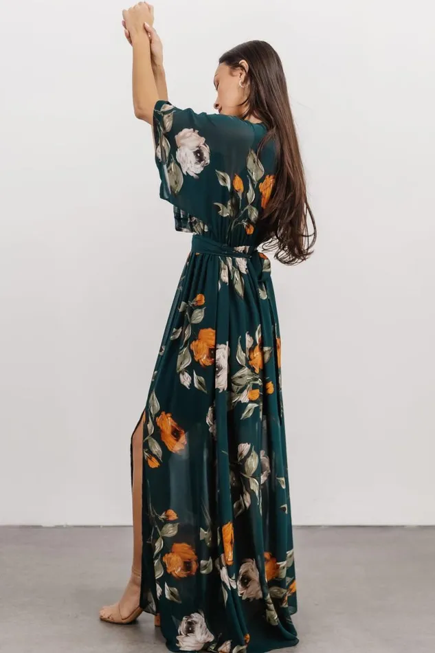 Women Kia Kimono Maxi Dress Deep Topaz Floral Baltic Born Maxi Dresses Women Kia Kimono Maxi Dress Deep Topaz Floral Baltic Born Maxi Dresses