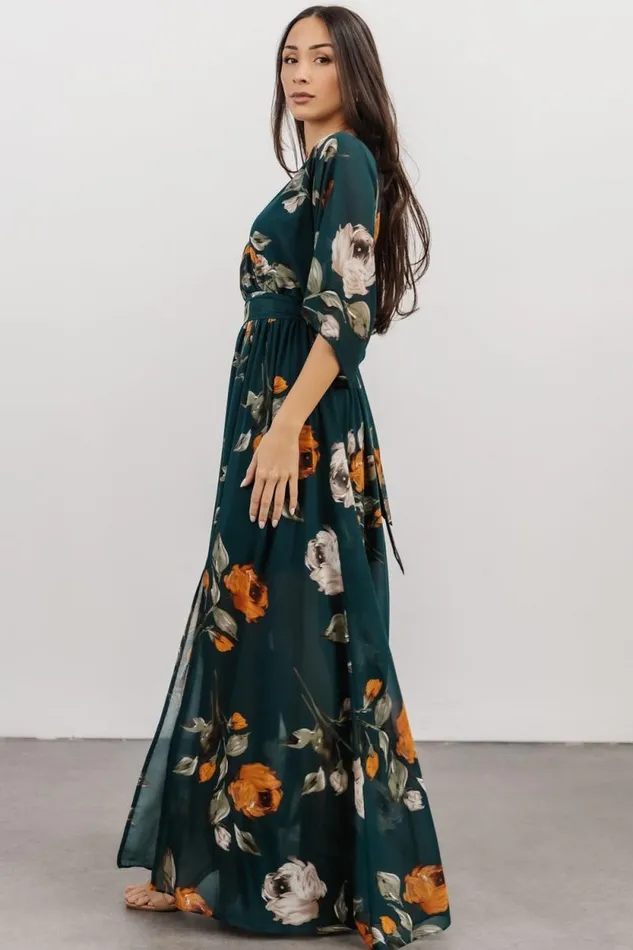 Women Kia Kimono Maxi Dress Deep Topaz Floral Baltic Born Maxi Dresses Women Kia Kimono Maxi Dress Deep Topaz Floral Baltic Born Maxi Dresses