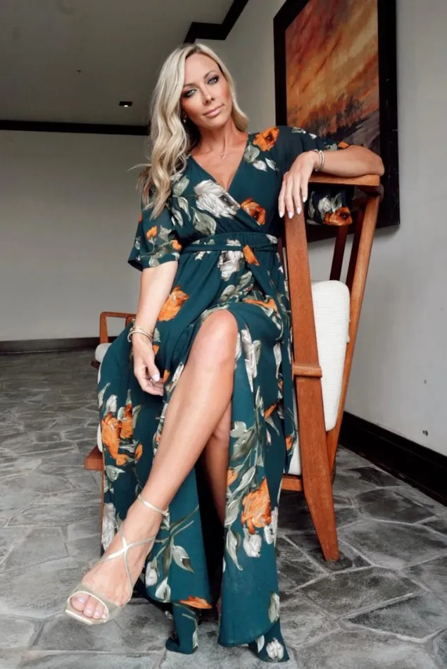 Women Kia Kimono Maxi Dress Deep Topaz Floral Baltic Born Maxi Dresses Women Kia Kimono Maxi Dress Deep Topaz Floral Baltic Born Maxi Dresses