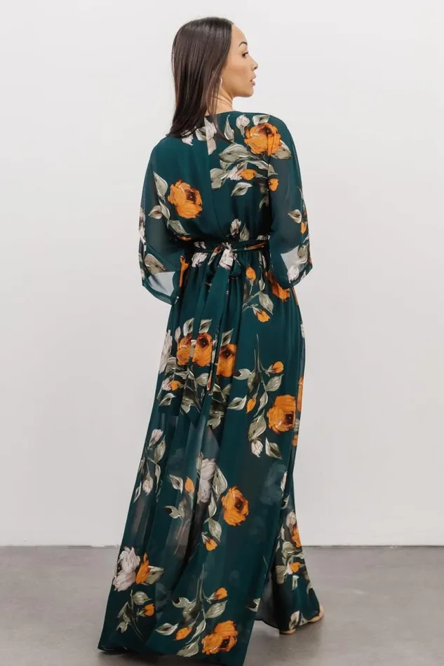 Women Kia Kimono Maxi Dress Deep Topaz Floral Baltic Born Maxi Dresses Women Kia Kimono Maxi Dress Deep Topaz Floral Baltic Born Maxi Dresses