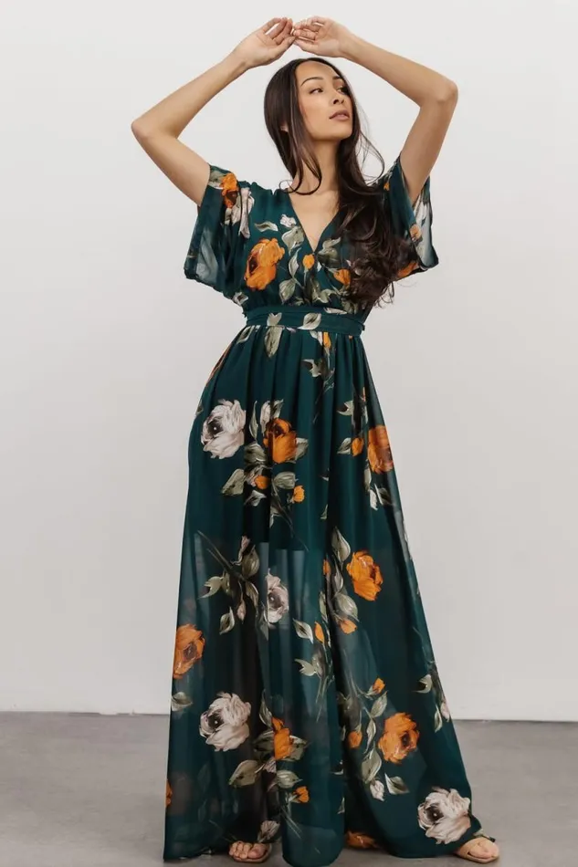 Women Kia Kimono Maxi Dress Deep Topaz Floral Baltic Born Maxi Dresses Women Kia Kimono Maxi Dress Deep Topaz Floral Baltic Born Maxi Dresses