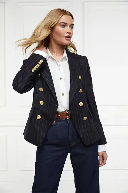 Women Knightsbridge Blazer Navy Chalk Pinstripe Holland Cooper Tailoring