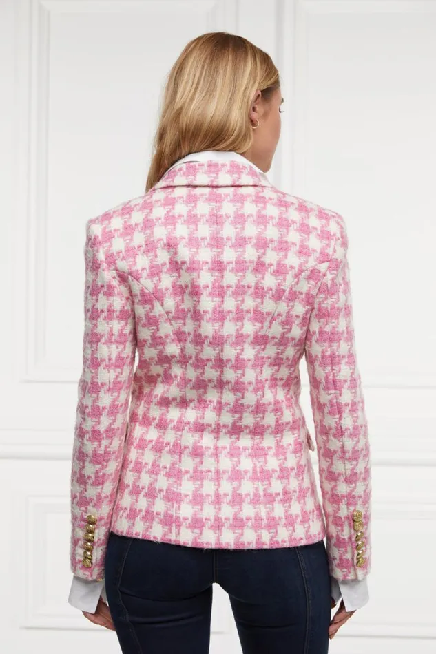 Women Knightsbridge Blazer Pink Large Scale Houndstooth Holland Cooper Tailoring