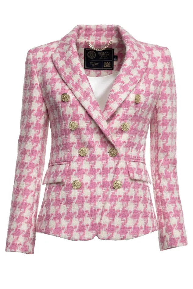 Women Knightsbridge Blazer Pink Large Scale Houndstooth Holland Cooper Tailoring