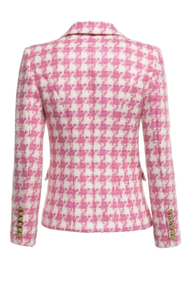 Women Knightsbridge Blazer Pink Large Scale Houndstooth Holland Cooper Tailoring