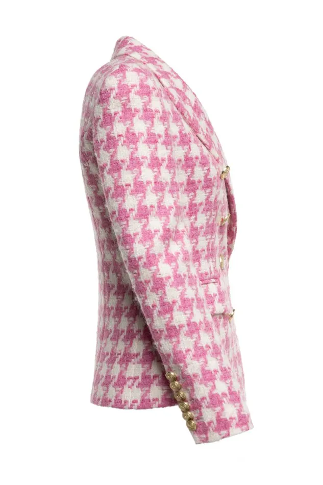 Women Knightsbridge Blazer Pink Large Scale Houndstooth Holland Cooper Tailoring