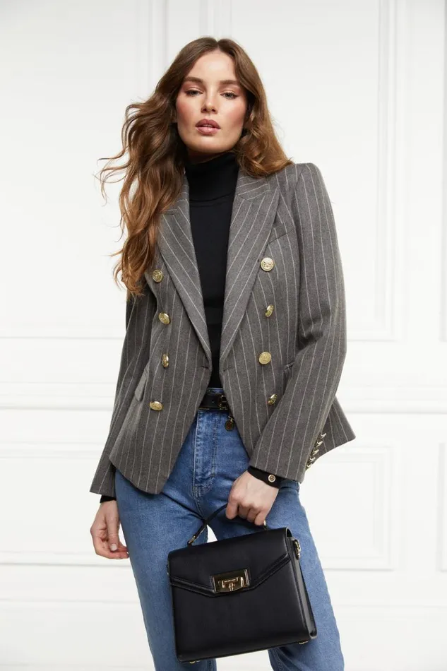 Women Knightsbridge Blazer Soft Grey Pinstripe Holland Cooper Tailoring
