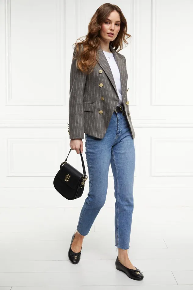 Women Knightsbridge Blazer Soft Grey Pinstripe Holland Cooper Tailoring