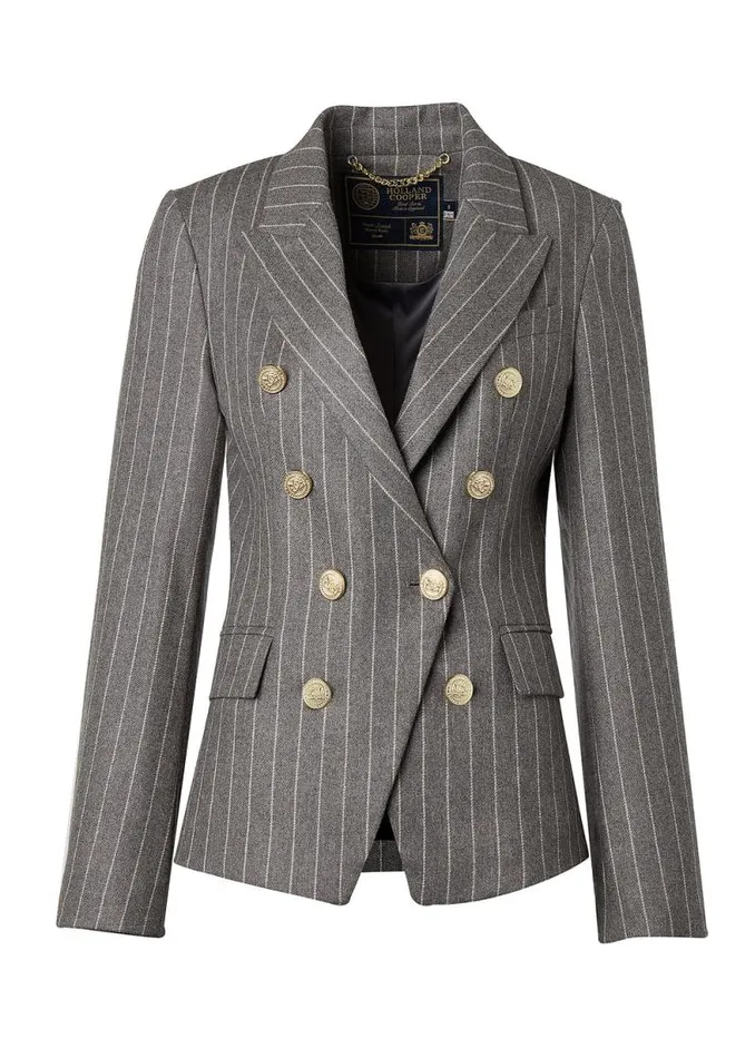 Women Knightsbridge Blazer Soft Grey Pinstripe Holland Cooper Tailoring