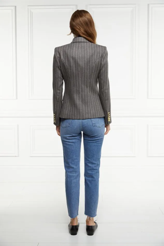 Women Knightsbridge Blazer Soft Grey Pinstripe Holland Cooper Tailoring
