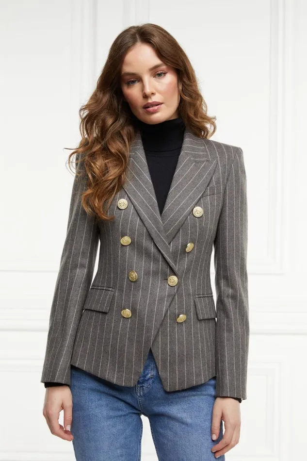 Women Knightsbridge Blazer Soft Grey Pinstripe Holland Cooper Tailoring