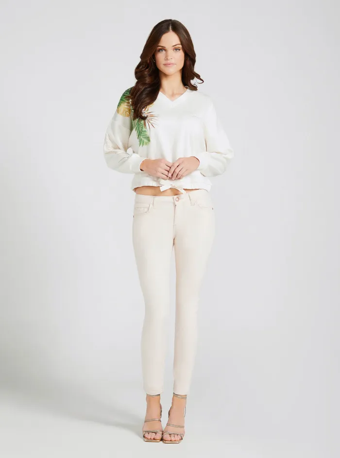 Women Knits and Sweaters GUESS Eco White Glam Palm Jumper