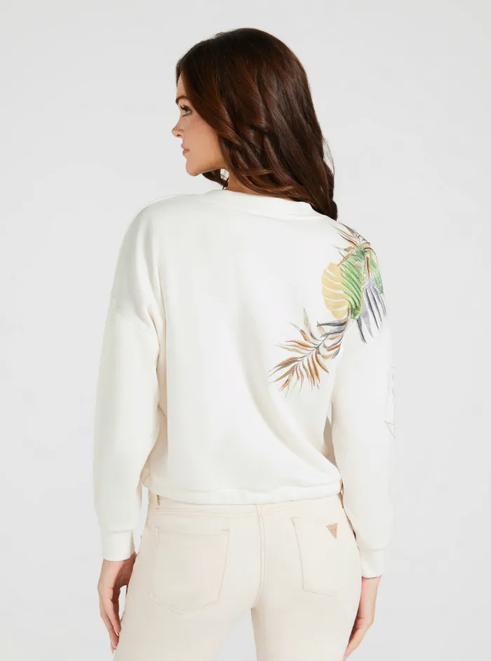 Women Knits and Sweaters GUESS Eco White Glam Palm Jumper