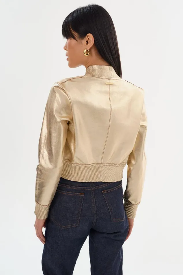 Women KORDELLA Reversible Leather Bomber Jacket Luggagegold LAMARQUE Bombers Women KORDELLA Reversible Leather Bomber Jacket Luggagegold LAMARQUE Bombers