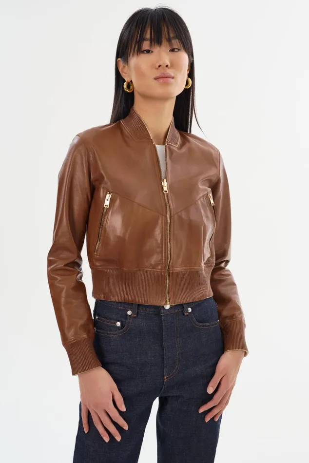Women KORDELLA Reversible Leather Bomber Jacket Luggagegold LAMARQUE Bombers Women KORDELLA Reversible Leather Bomber Jacket Luggagegold LAMARQUE Bombers