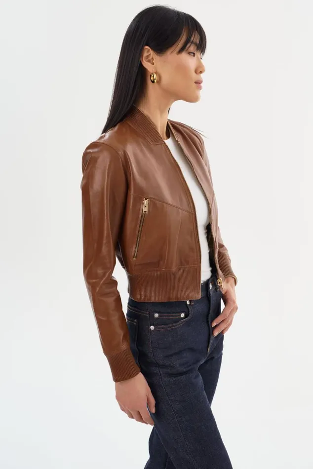 Women KORDELLA Reversible Leather Bomber Jacket Luggagegold LAMARQUE Bombers Women KORDELLA Reversible Leather Bomber Jacket Luggagegold LAMARQUE Bombers
