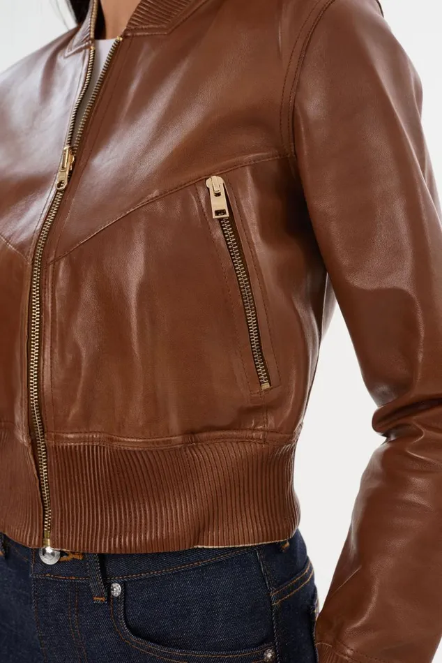 Women KORDELLA Reversible Leather Bomber Jacket Luggagegold LAMARQUE Bombers Women KORDELLA Reversible Leather Bomber Jacket Luggagegold LAMARQUE Bombers