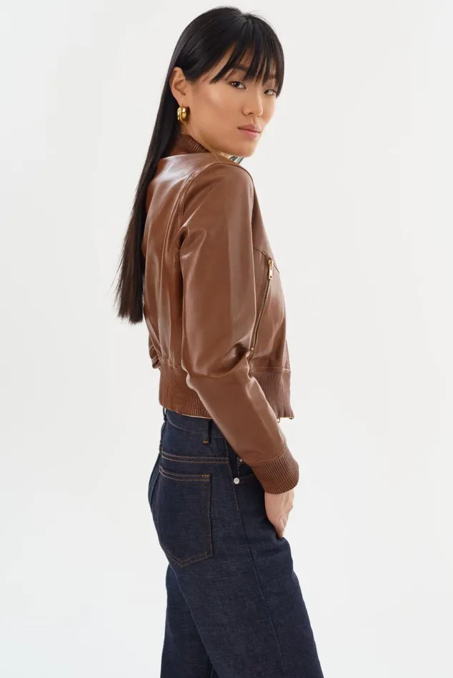 Women KORDELLA Reversible Leather Bomber Jacket Luggagegold LAMARQUE Bombers Women KORDELLA Reversible Leather Bomber Jacket Luggagegold LAMARQUE Bombers