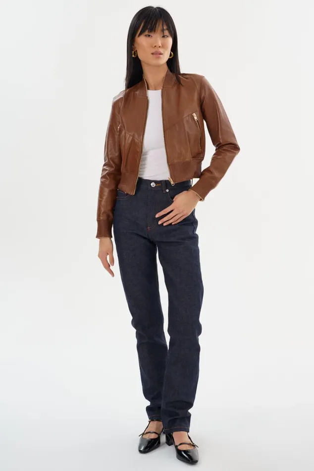 Women KORDELLA Reversible Leather Bomber Jacket Luggagegold LAMARQUE Bombers Women KORDELLA Reversible Leather Bomber Jacket Luggagegold LAMARQUE Bombers