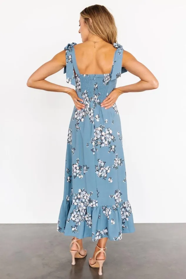 Women Krissy Midi Dress Dusty Blue Floral Baltic Born Midi Dresses Women Krissy Midi Dress Dusty Blue Floral Baltic Born Midi Dresses