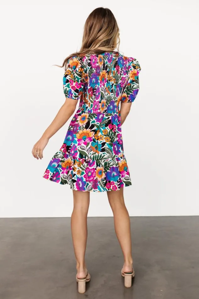 Women Kyrie Puff Sleeve Short Dress White Multi Baltic Born Short Dresses Women Kyrie Puff Sleeve Short Dress White Multi Baltic Born Short Dresses