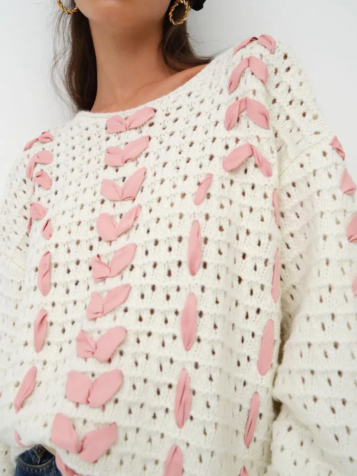 Women Laurel Oversized Sweater Ivory For Love and Lemons Knitwear Women Laurel Oversized Sweater Ivory For Love and Lemons Knitwear