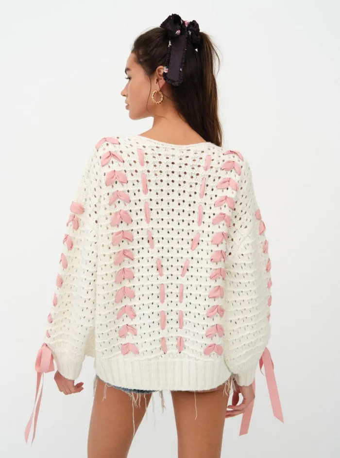 Women Laurel Oversized Sweater Ivory For Love and Lemons Knitwear Women Laurel Oversized Sweater Ivory For Love and Lemons Knitwear