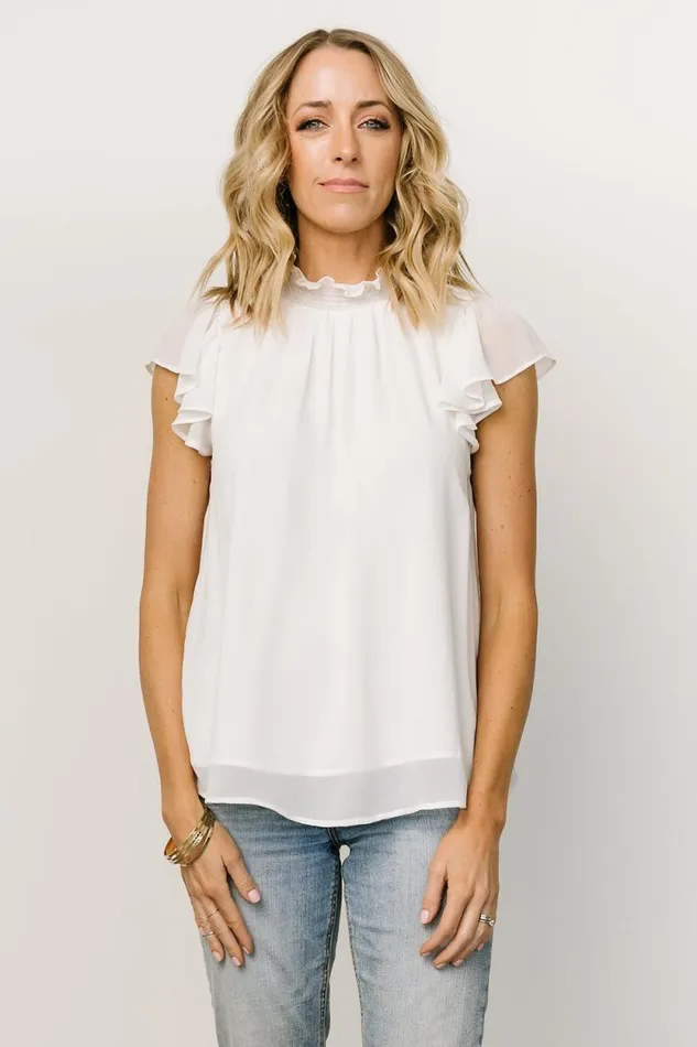 Women Leah Mock Neck Top Off White Baltic Born Blouses and Shirts