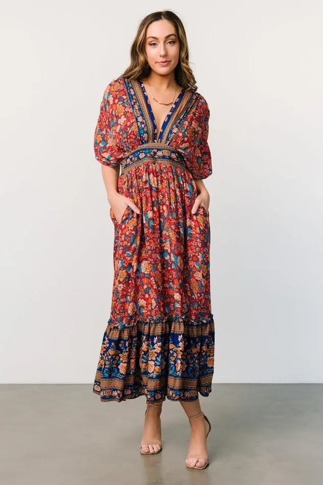Women Leeanne Midi Dress Red Multi Floral Baltic Born Midi Dresses