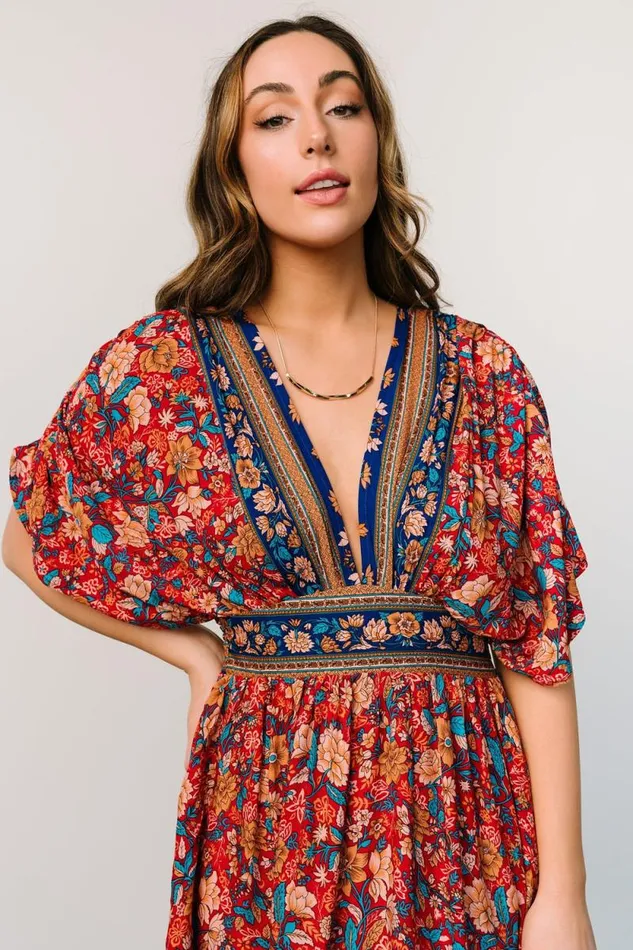 Women Leeanne Midi Dress Red Multi Floral Baltic Born Midi Dresses