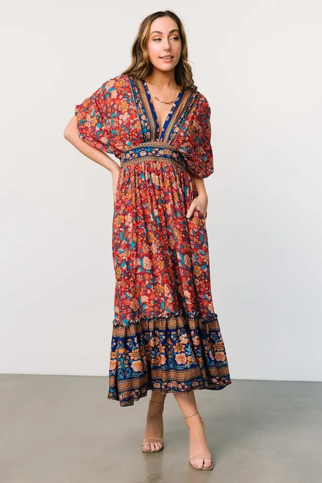 Women Leeanne Midi Dress Red Multi Floral Baltic Born Midi Dresses