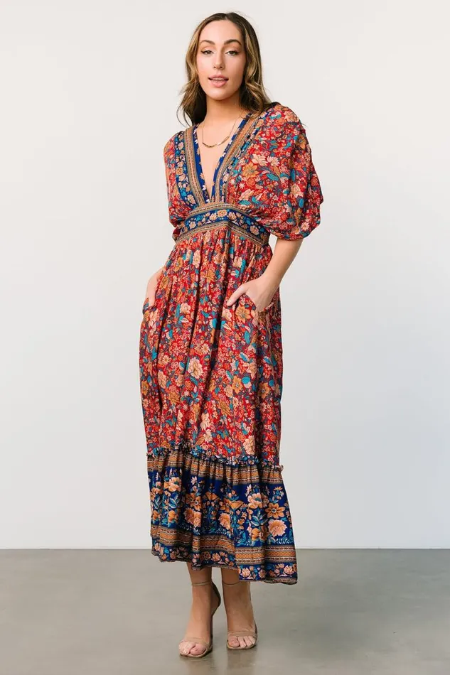 Women Leeanne Midi Dress Red Multi Floral Baltic Born Midi Dresses