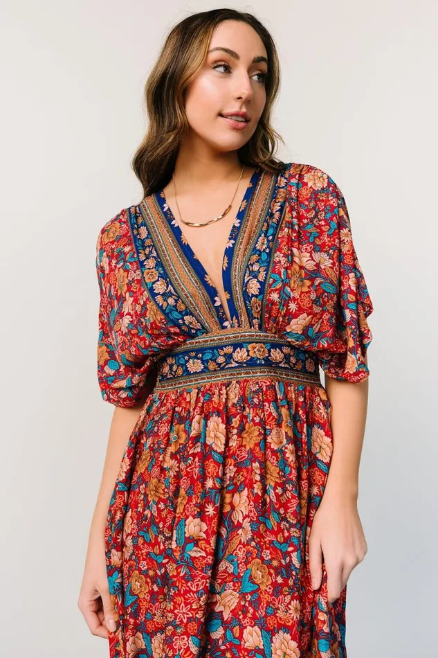 Women Leeanne Midi Dress Red Multi Floral Baltic Born Midi Dresses