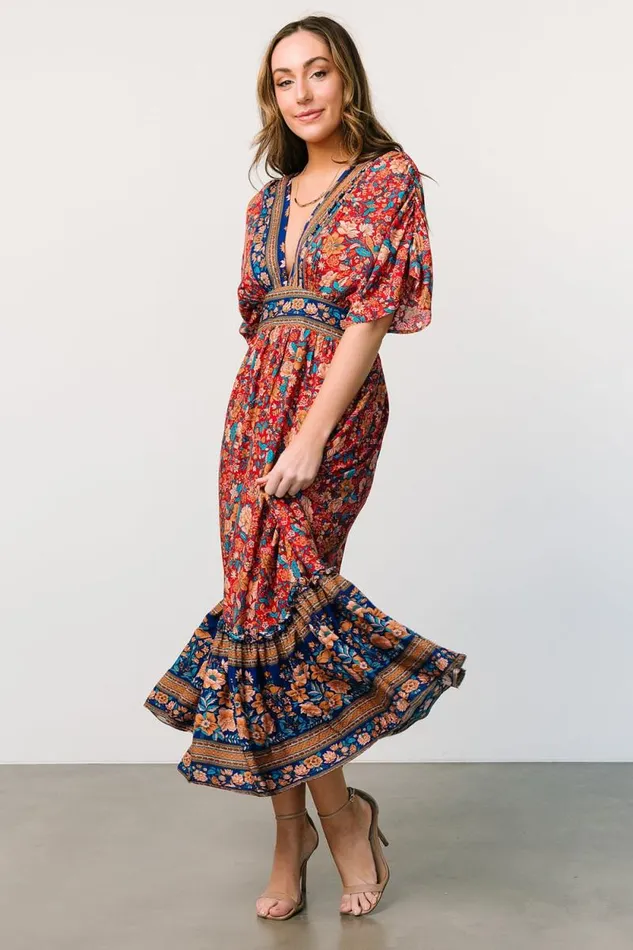 Women Leeanne Midi Dress Red Multi Floral Baltic Born Midi Dresses