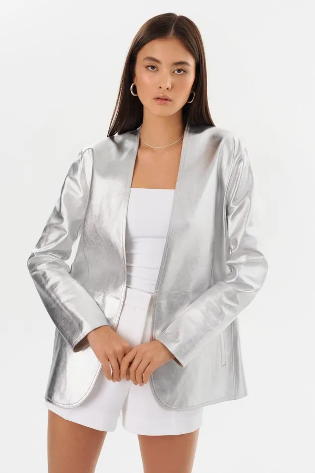 Women LEIGHTON Reversible Leather Blazer Winter Whitesilver LAMARQUE Leather Jackets Women LEIGHTON Reversible Leather Blazer Winter Whitesilver LAMARQUE Leather Jackets