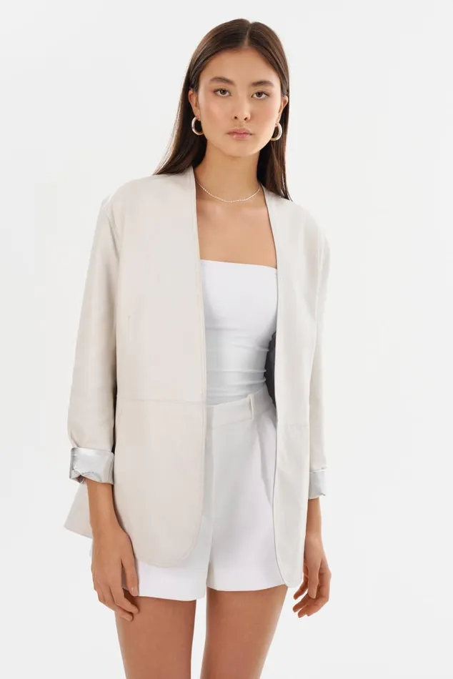 Women LEIGHTON Reversible Leather Blazer Winter Whitesilver LAMARQUE Leather Jackets Women LEIGHTON Reversible Leather Blazer Winter Whitesilver LAMARQUE Leather Jackets