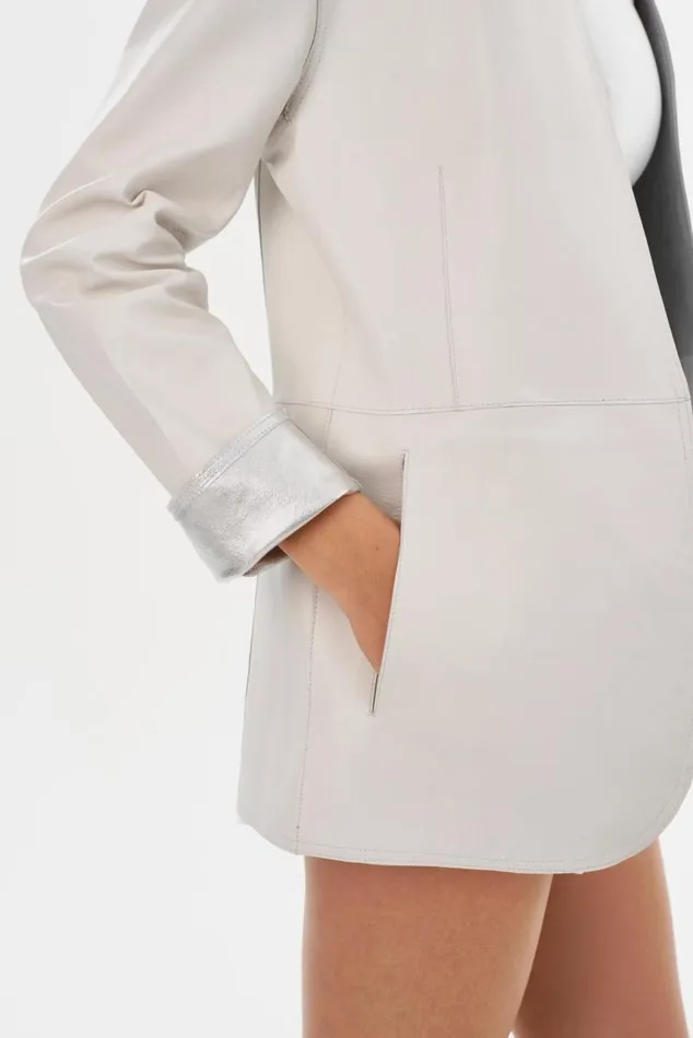 Women LEIGHTON Reversible Leather Blazer Winter Whitesilver LAMARQUE Leather Jackets Women LEIGHTON Reversible Leather Blazer Winter Whitesilver LAMARQUE Leather Jackets